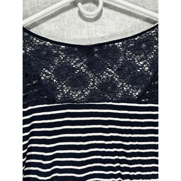 Espresso Brand 3/4 Button Tab Sleeve Navy Blue Nautical Top Womens Plus Size 1X - Picture 7 of 9